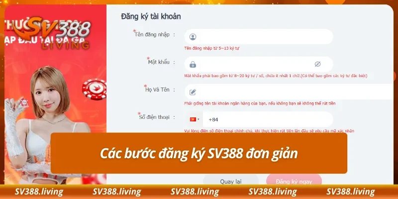 Các bước đăng ký SV388 đơn giản